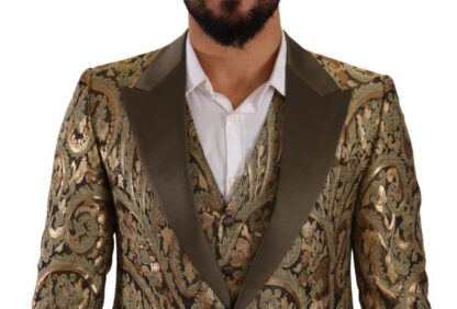 Dolce & Gabbana - Elegant Brocade Three-Piece Slim Fit Suit