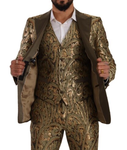 Dolce & Gabbana - Elegant Brocade Three-Piece Slim Fit Suit