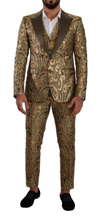 Dolce & Gabbana - Elegant Brocade Three-Piece Slim Fit Suit