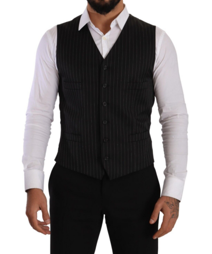 Dolce & Gabbana - Elegant Black Striped Formal Vest