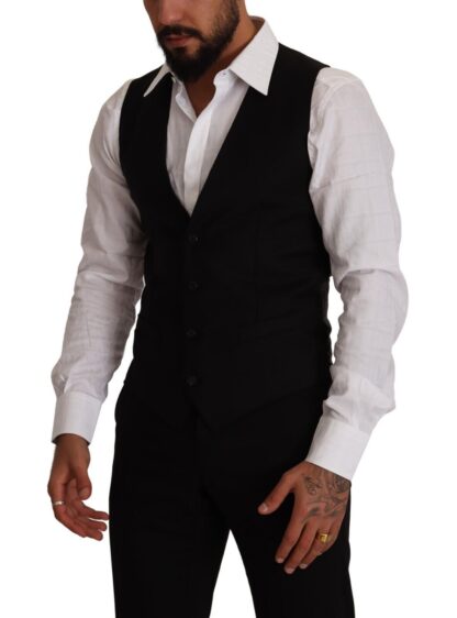 Dolce & Gabbana - Elegant Black Virgin Wool Dress Vest