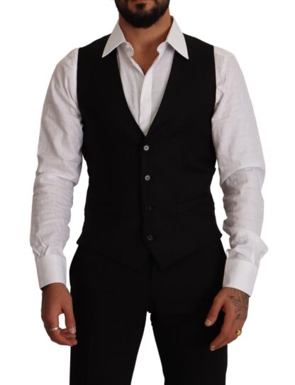 Dolce & Gabbana - Elegant Black Virgin Wool Dress Vest