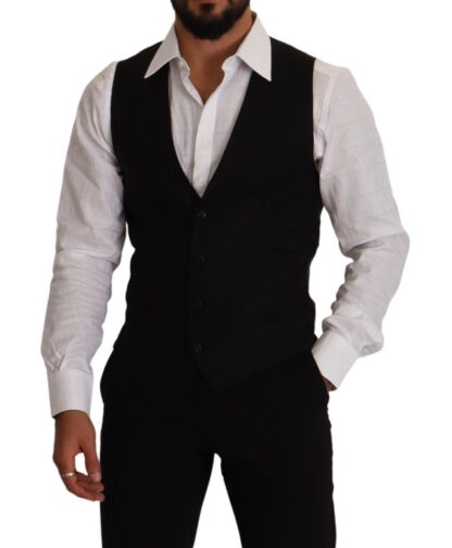 Dolce & Gabbana - Elegant Black Virgin Wool Dress Vest