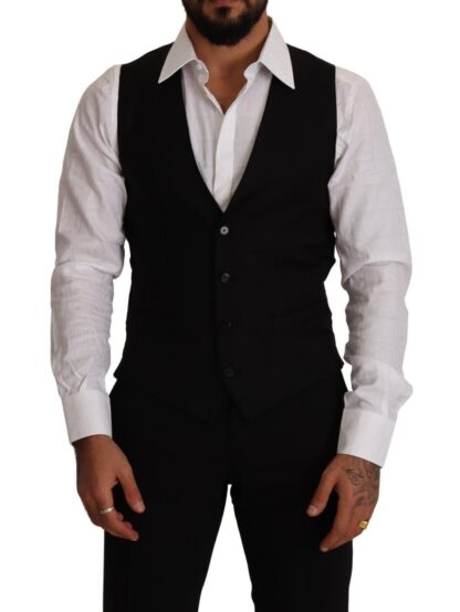 Dolce & Gabbana - Elegant Black Virgin Wool Dress Vest