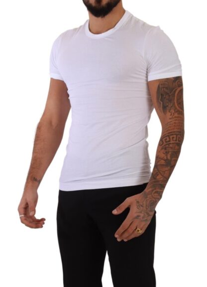 Dolce & Gabbana - Elegant White Cotton Blend Round Neck Tee