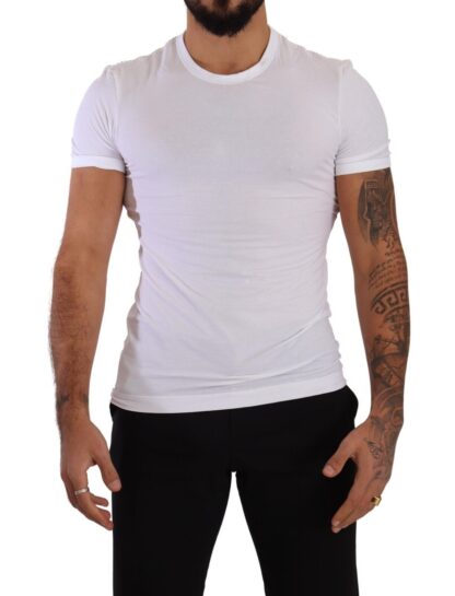 Dolce & Gabbana - Elegant White Cotton Blend Round Neck Tee