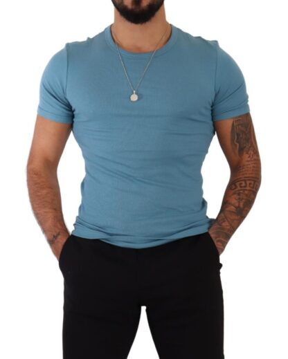 Dolce & Gabbana - Elegant Blue Cotton Blend Round Neck Tee