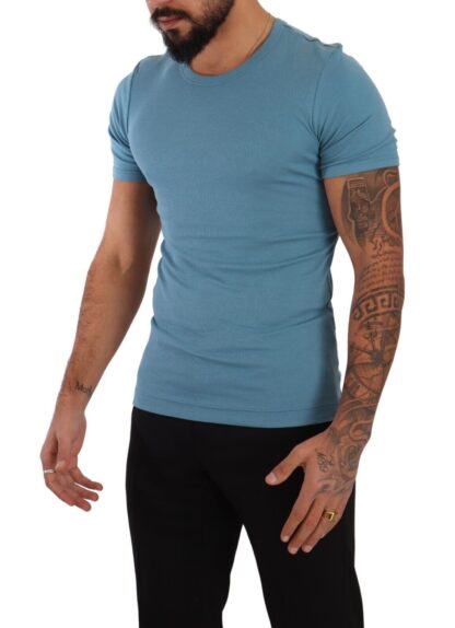 Dolce & Gabbana - Elegant Blue Cotton Blend Round Neck Tee