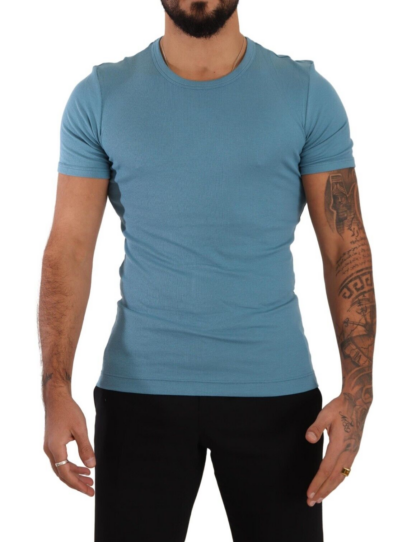 Dolce & Gabbana - Elegant Blue Cotton Blend Round Neck Tee