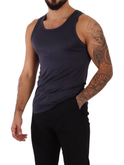 Dolce & Gabbana - Navy Blue Modal Silk Tank Top Tee