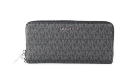 Michael Kors - Jet Set Travel Large Black Signature Silver Continental Wallet