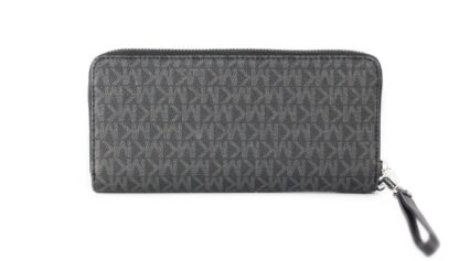 Michael Kors - Jet Set Travel Large Black Signature Silver Continental Wallet