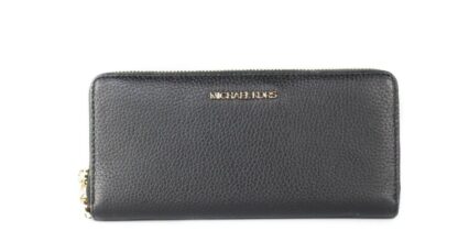 Michael Kors - Jet Set Travel Large Black Pebble Leather Continental Wrist Wallet