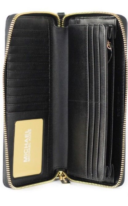 Michael Kors - Jet Set Travel Large Black Pebble Leather Continental Wrist Wallet