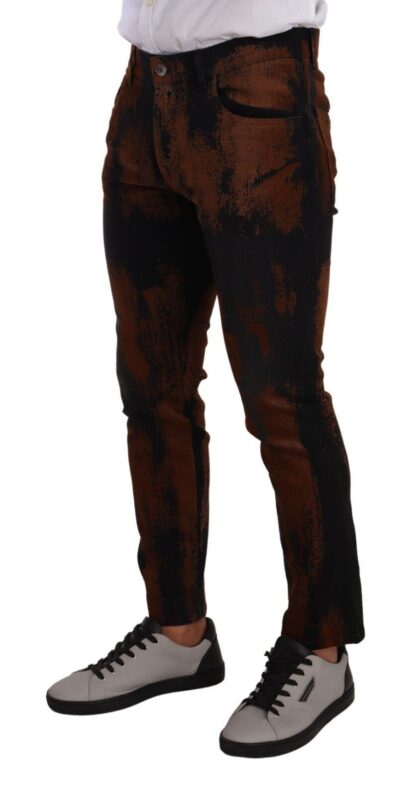 Dolce & Gabbana - Chic Black Brown Tie-Dye Slim Fit Jeans