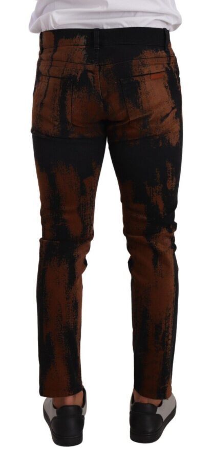 Dolce & Gabbana - Chic Black Brown Tie-Dye Slim Fit Jeans