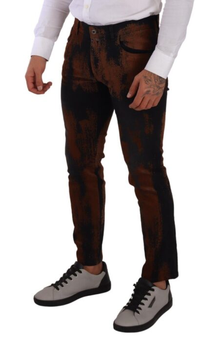 Dolce & Gabbana - Chic Black Brown Tie-Dye Slim Fit Jeans