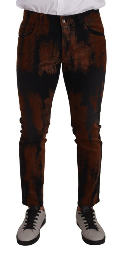 Dolce & Gabbana - Chic Black Brown Tie-Dye Slim Fit Jeans