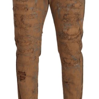 Dolce & Gabbana - Chic Black Brown Tie-Dye Slim Fit Jeans