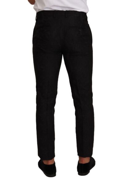 Dolce & Gabbana - Elegant Black Floral Brocade Dress Pants