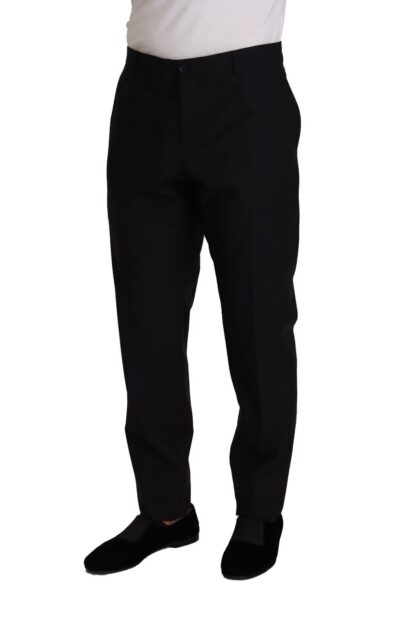 Dolce & Gabbana - Elegant Dark Blue Wool Silk Tuxedo Trousers