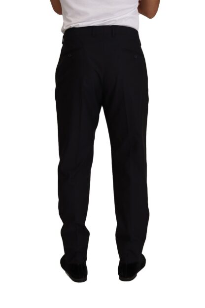 Dolce & Gabbana - Elegant Dark Blue Wool Silk Tuxedo Trousers