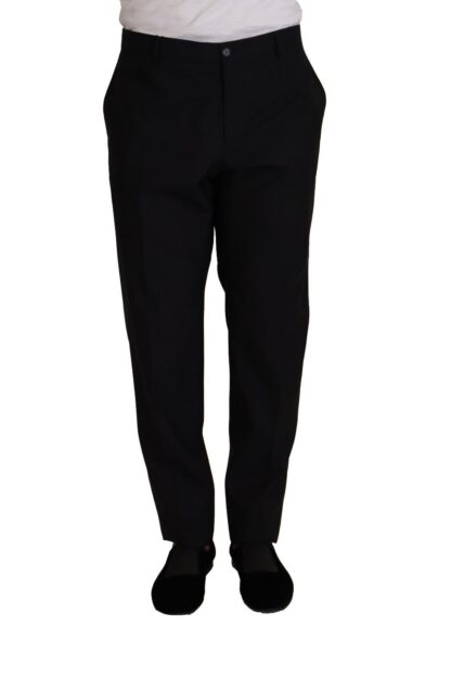 Dolce & Gabbana - Elegant Dark Blue Wool Silk Tuxedo Trousers