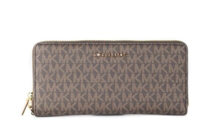 Michael Kors - Jet Set Travel Large Brown Signature Continental Wristlet Wallet