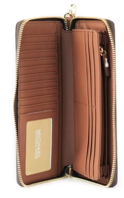 Michael Kors - Jet Set Travel Large Brown Signature Continental Wristlet Wallet