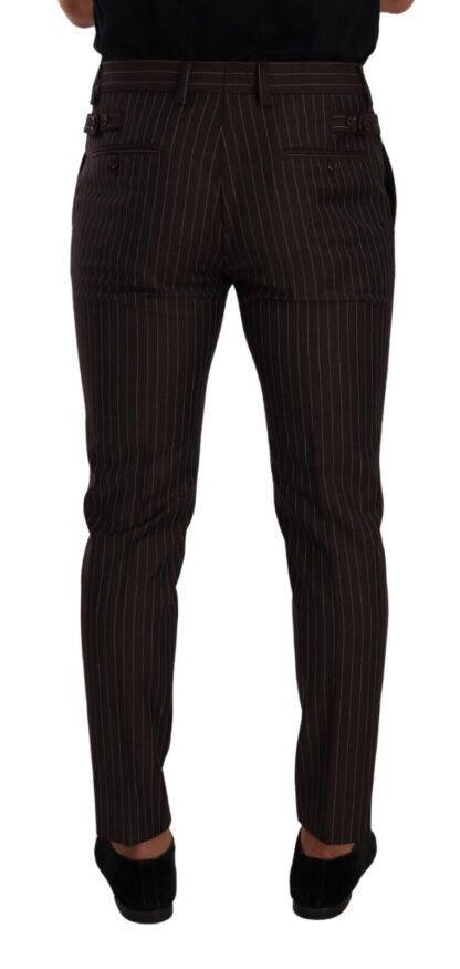 Dolce & Gabbana - Elegant Brown Striped Woolen Men's Trousers