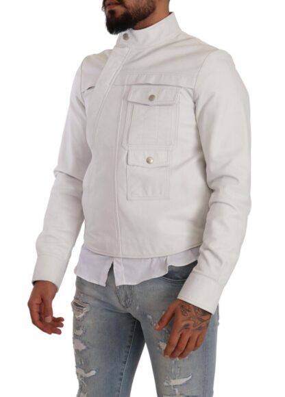 Diesel - Exquisite White Leather Biker Jacket