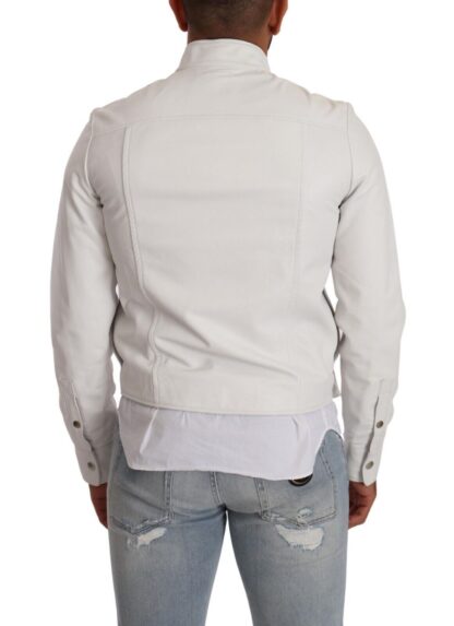 Diesel - Exquisite White Leather Biker Jacket