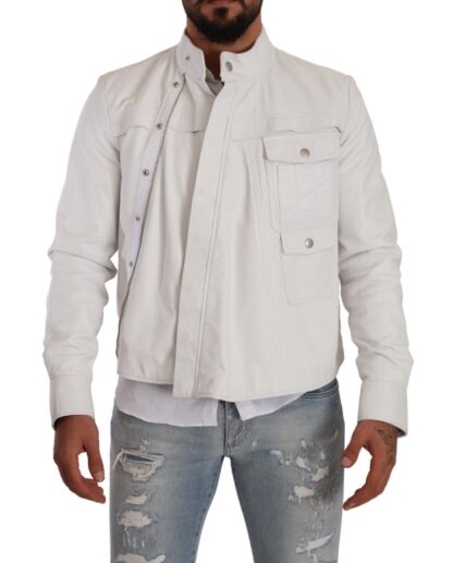 Diesel - Exquisite White Leather Biker Jacket