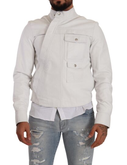 Diesel - Exquisite White Leather Biker Jacket