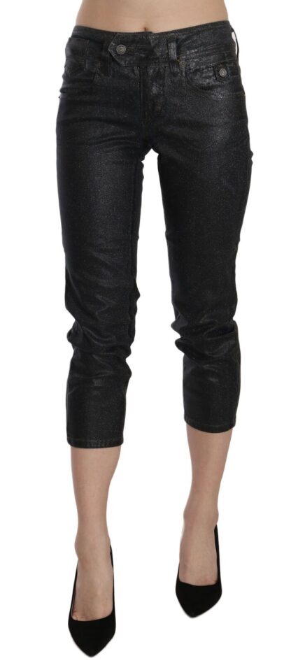 John Galliano - Chic Black Mid Waist Cropped Jeans