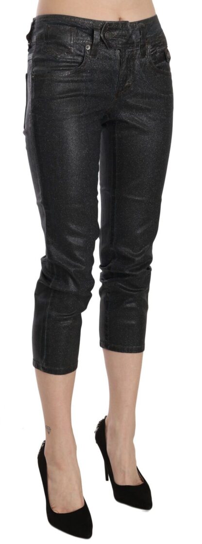 John Galliano - Chic Black Mid Waist Cropped Jeans