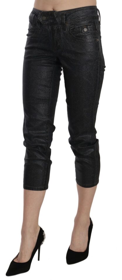 John Galliano - Chic Black Mid Waist Cropped Jeans