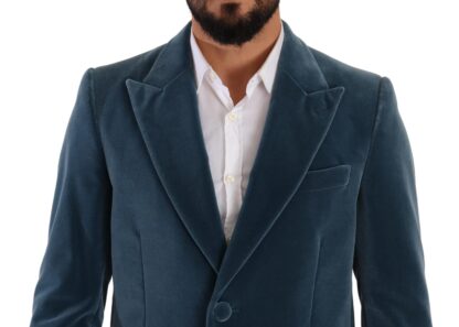 Dolce & Gabbana - Elegant Blue Velvet Overcoat Jacket