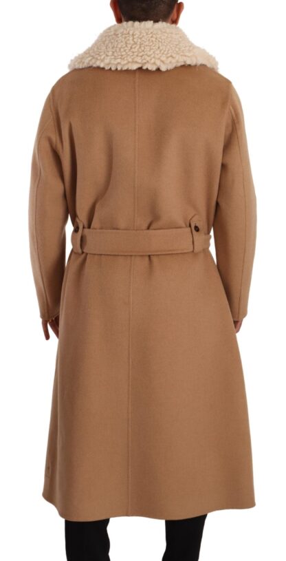 Dolce & Gabbana - Opulent Beige Shearling-Collar Overcoat