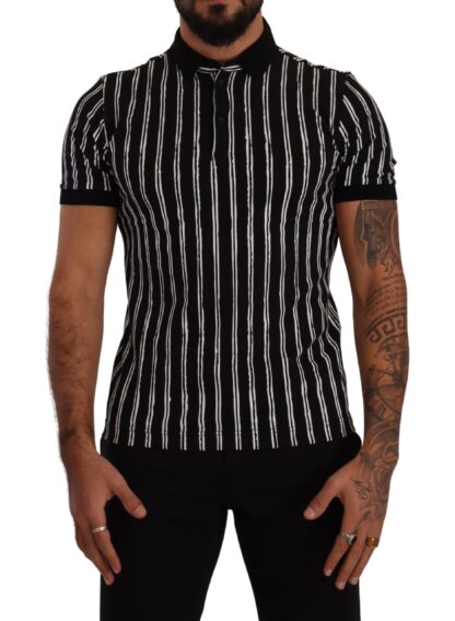 Dolce & Gabbana - Elegant Striped Polo T-Shirt in Black