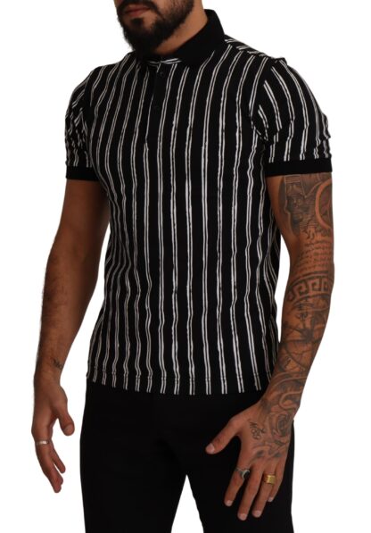 Dolce & Gabbana - Elegant Striped Polo T-Shirt in Black