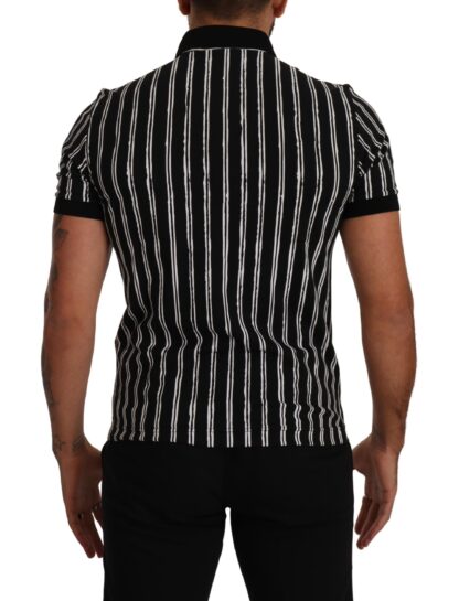 Dolce & Gabbana - Elegant Striped Polo T-Shirt in Black