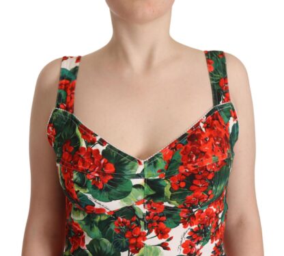 Dolce & Gabbana - Elegant Red Floral Midi Bodycon Dress