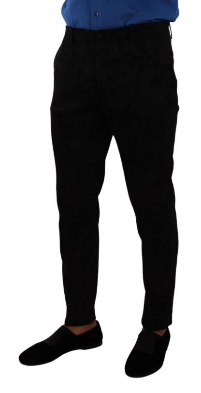 Dolce & Gabbana - Elegant Slim Fit Dress Pants in Black Brocade