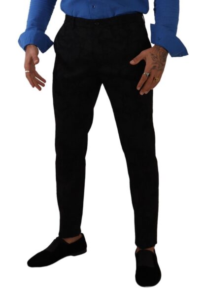 Dolce & Gabbana - Elegant Slim Fit Dress Pants in Black Brocade