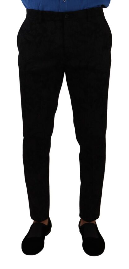 Dolce & Gabbana - Elegant Slim Fit Dress Pants in Black Brocade