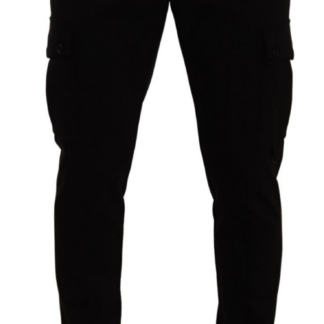 Dolce & Gabbana - Elegant Slim Fit Dress Pants in Black Brocade