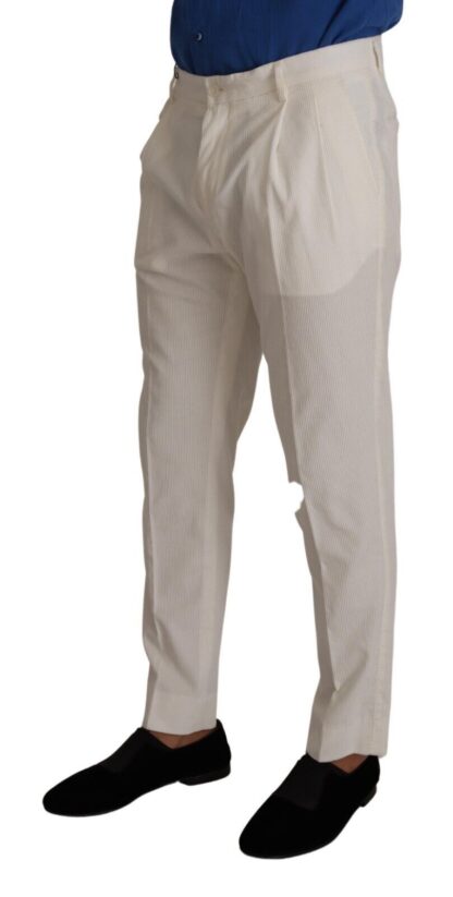 Dolce & Gabbana - Elegant Tapered Corduroy Pants in Off White