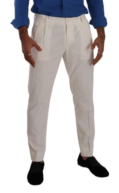 Dolce & Gabbana - Elegant Tapered Corduroy Pants in Off White