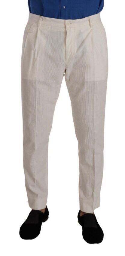 Dolce & Gabbana - Elegant Tapered Corduroy Pants in Off White